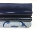 Blue Tales 4 pcs - Blue Patent, Metallic, Print, Suede 5x5in Leather Scraps