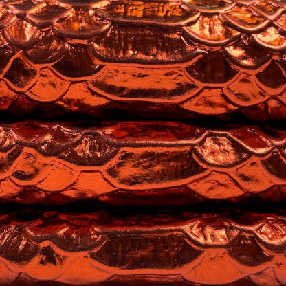 Dark Orange Lambskin With Snake Print 0.5-0.8mm/2oz / FIERY ORANGE 1073