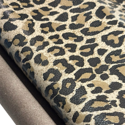 Leopard Print Leather With Pebbled Texture 0.7-0.8mm/1.75-2oz CHOCO LEOPARD 1558