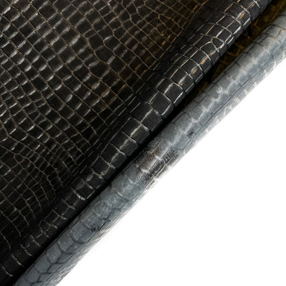 Black Suede With Crocodile Print 0.9mm/2.25oz / SUEDE CROC 1429
