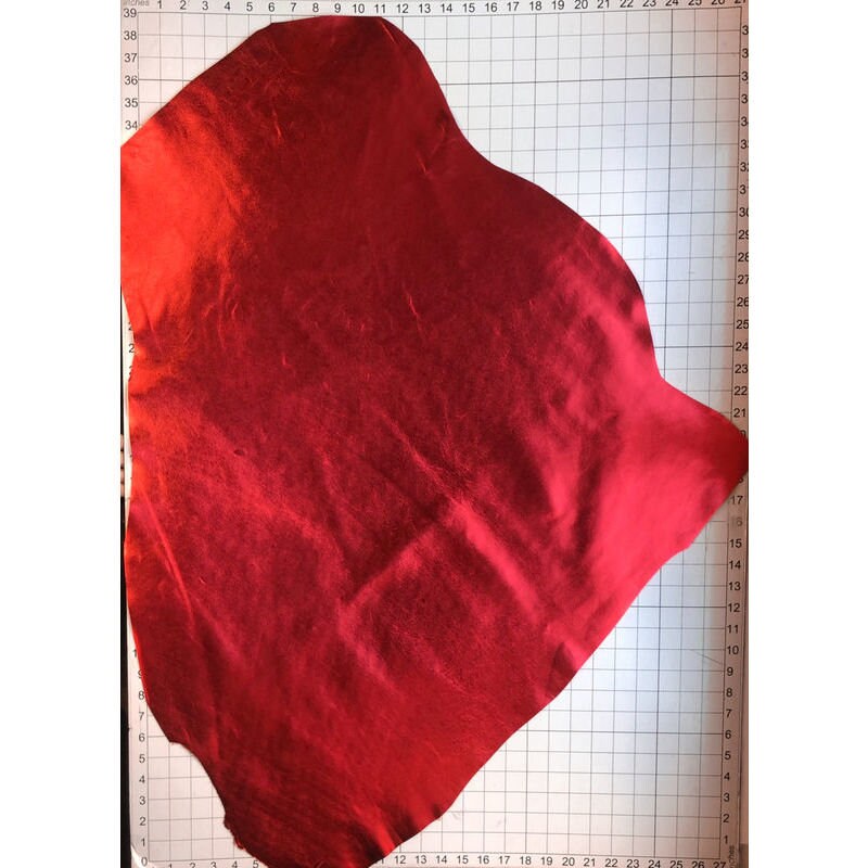 Red Metallic Lambskin Leather Hides 0.8mm/2oz RUBY RED