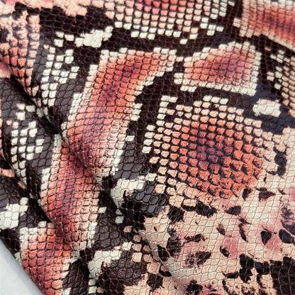 Pink Snake Print On Lambskin  7 - 8 sqft Hides Thick 1-1.1mm/2.5-2.75oz PINK SNAKE 1541