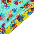 Floral Print Cowhide Leather Mint Green and Yellow  0.7 - 0.9mm Colorful Poppies 1387