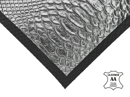 Dark Silver Lambskin Sheets With Print 2oz/0.8mm / DARK SILVER SNAKE 889