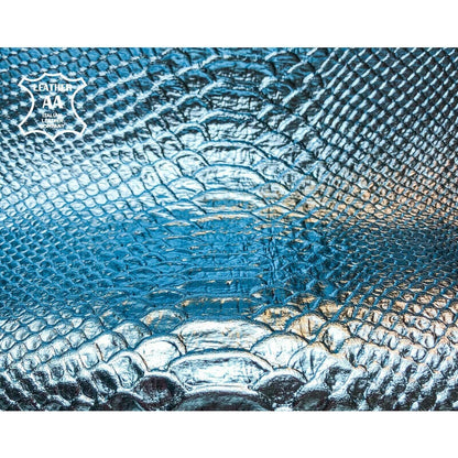 Light Blue Metallic Lambskin With Snake Print 0.7mm/2.5oz / TOPAZ SNAKE 1043