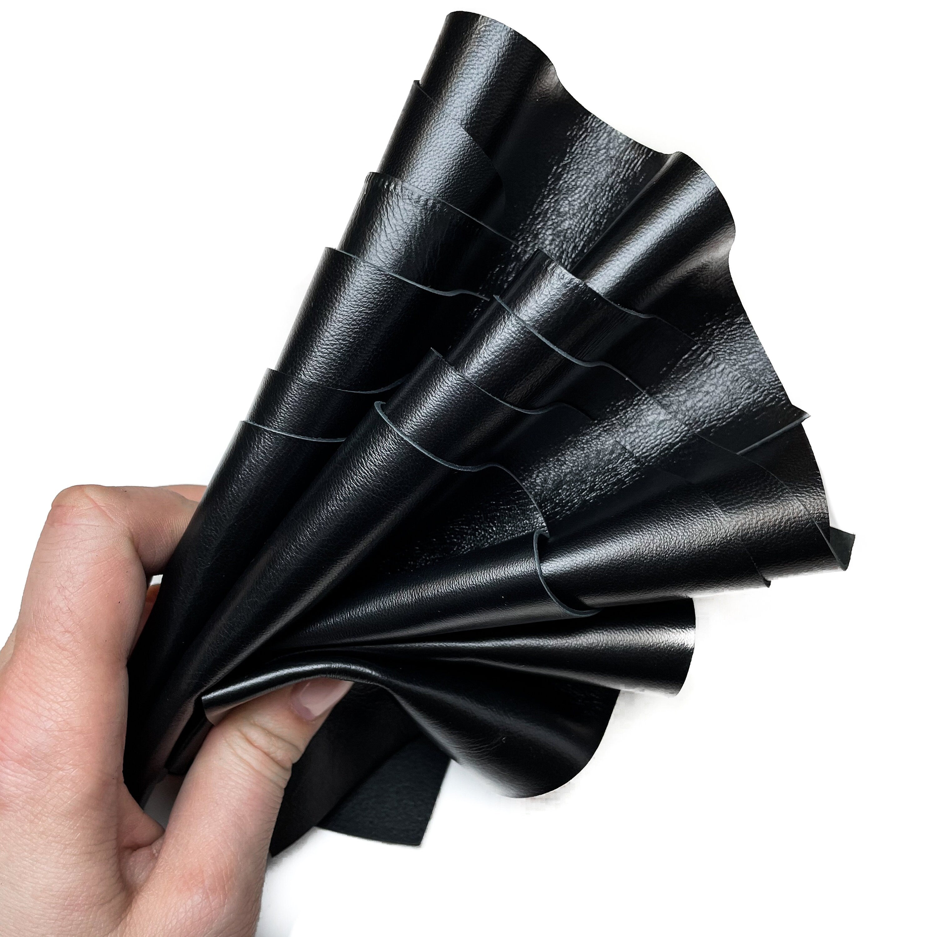 Black Lambskin Sheet Scrap Pack / All Size Pre-cut DIY Genuine Leather Samples