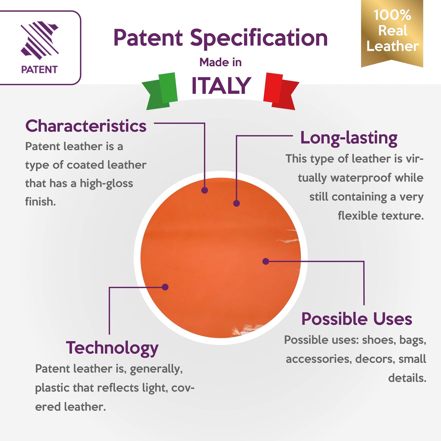 Orange Patent Sheets  0.9mm/2.25oz / CORAL GOLD 1115