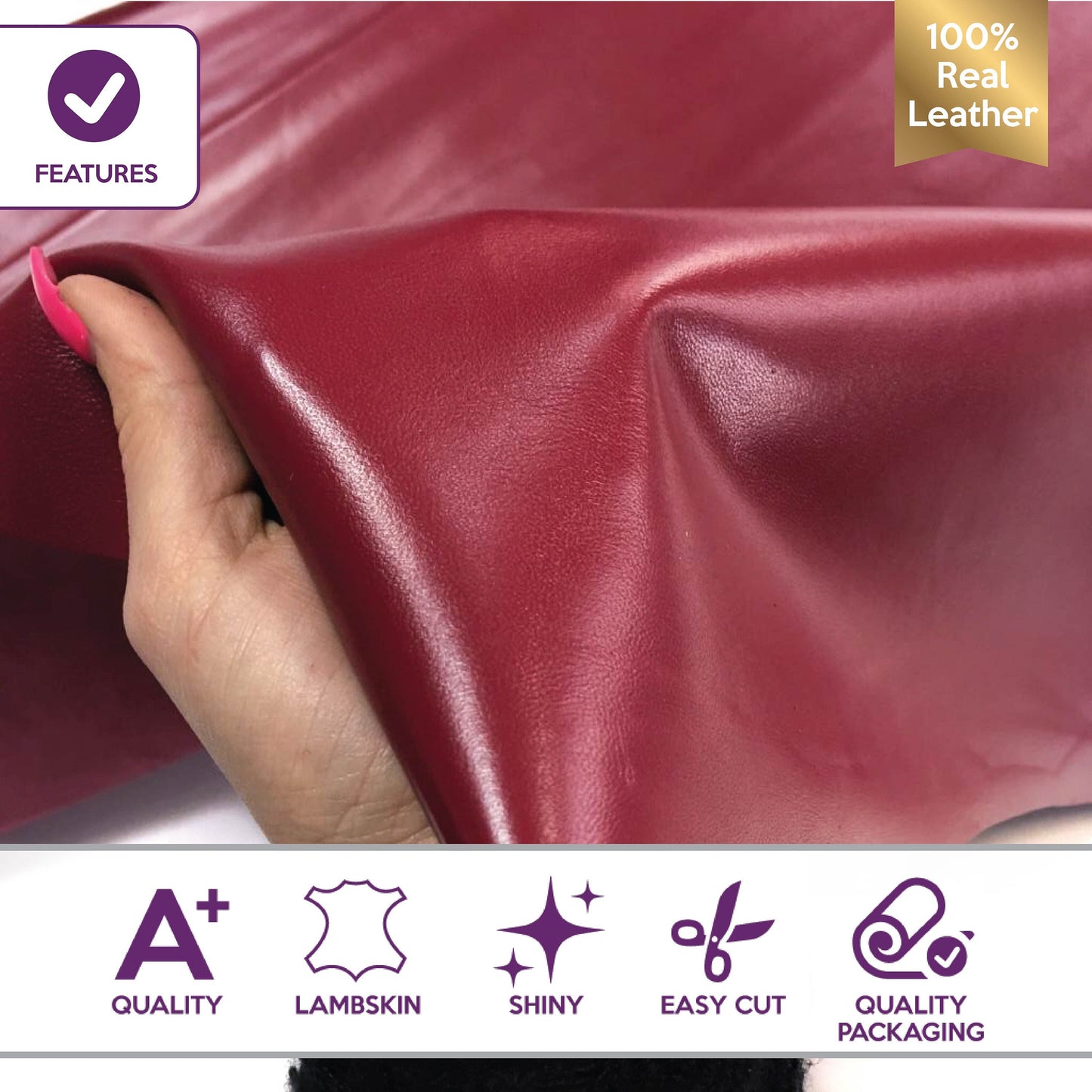 Burgundy Red Lambskin Leather 0.8mm/2oz / RIO RED 299