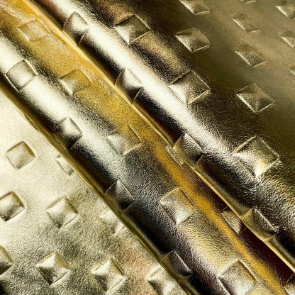 Metallic Gold Lambskin With Embossed Pyramid Studs 0.6mm/1.5oz / GOLD STUDS 1078