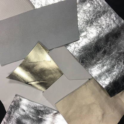 White Silver Metallic Leather Scraps OffCut Mix Real Textured Renmants