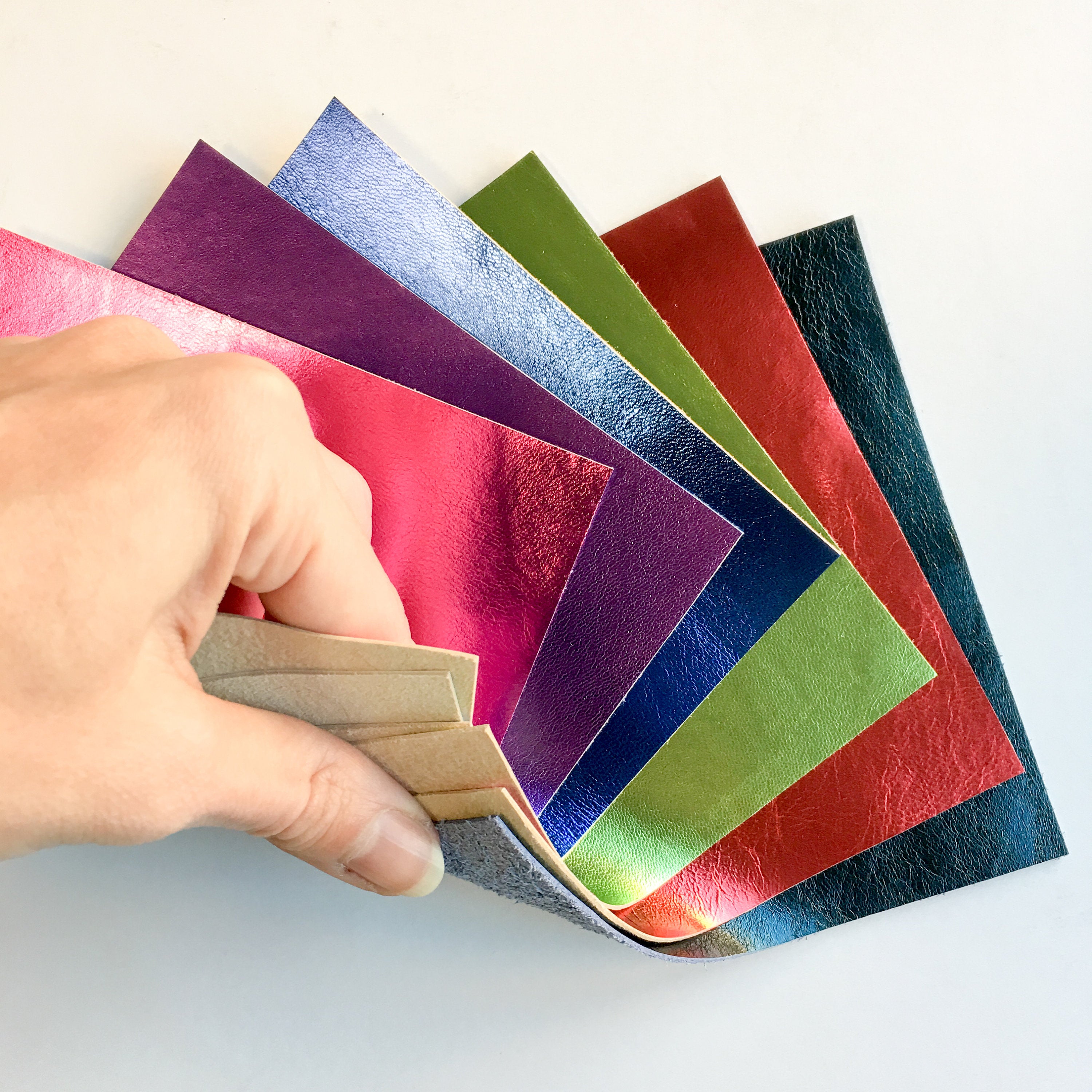 Bright Metallic Leather Mix Set 6 Sheets Of  5x5inch Scraps