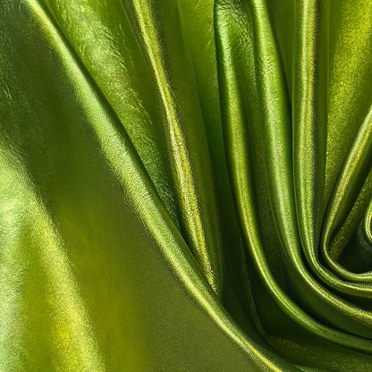 Shiny Metallic Green Lambskin Leather With Yellow Hue 0.8mm//2oz YellowishGreen 1648