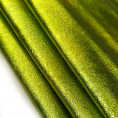Shiny Metallic Green Lambskin Leather With Yellow Hue 0.8mm//2oz YellowishGreen 1648