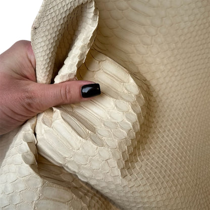 Warm White Real Python Leather 0.7-0.8mm/1.75-2oz Warm WHITE PYTHON