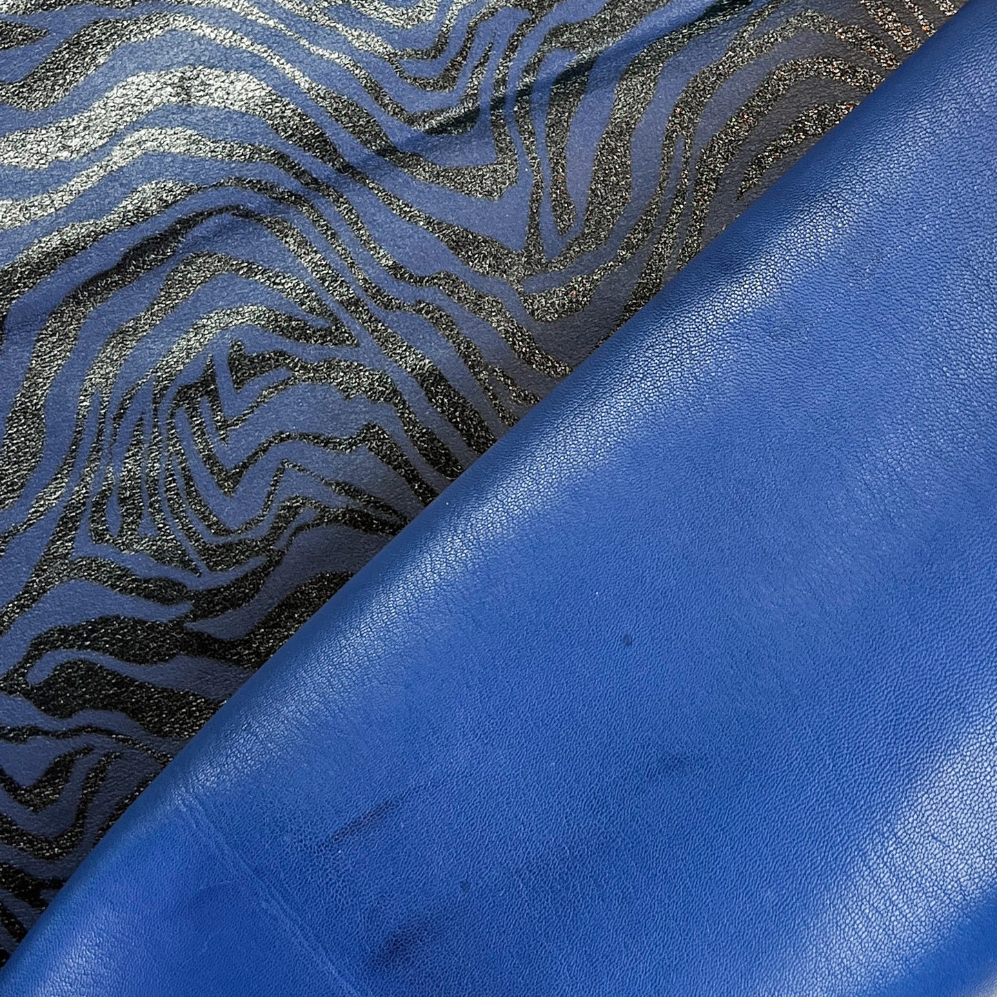 Soft Blue Zebra Print Lambskin 0.7-1.2mm/1.75-3oz / BLUE ZEBRA 1446
