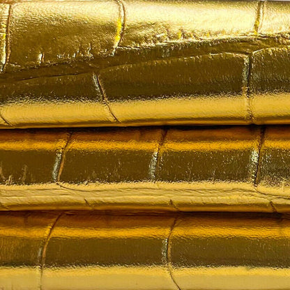 Gold Lambskin Leather With Crocodile Print 0.8mm/2oz / GOLD ALLIGATOR 1315