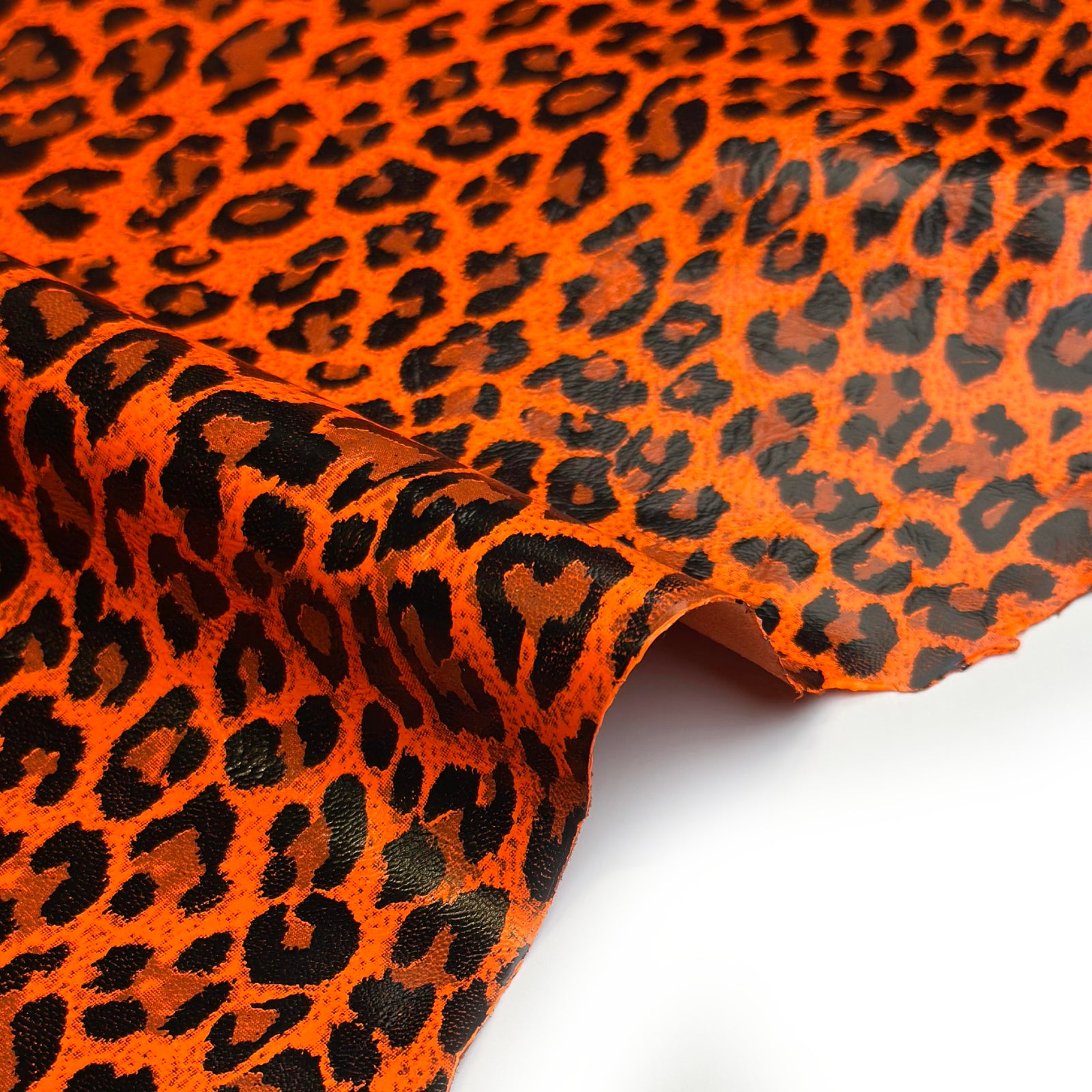 Shiny Orange Lambskin Leather With Print 0.7-0.8mm//1.75-2oz ORANGE LEO 1606