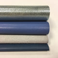 Blue, Gray Mix 5x5in Leather Scrap 4 pcs Meatllic Silver, Sude
