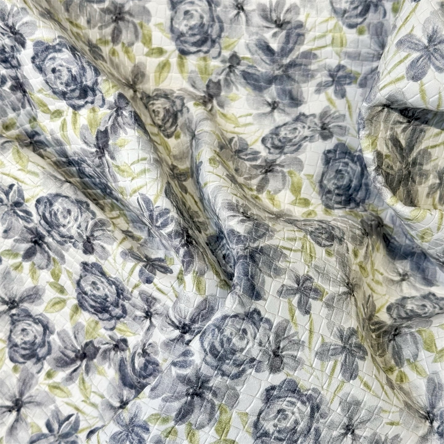 Soft Light Gray Flowers Print Lambskin GRAY FLOWERS 1554