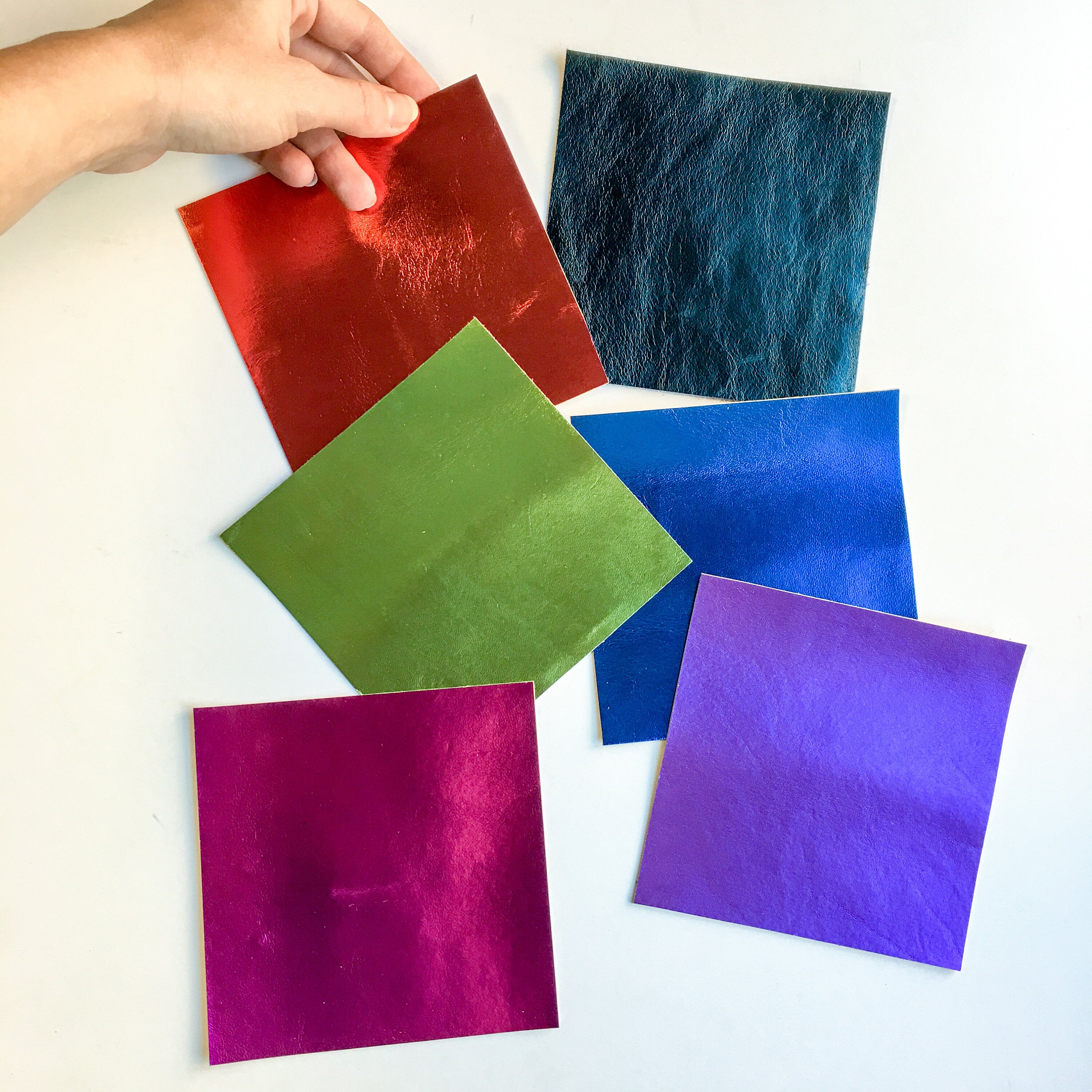 Bright Metallic Leather Mix Set 6 Sheets Of  5x5inch Scraps