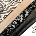 Beige & Black Animal Print Metallic Suede Embossed Leather Bundle Mix of 4 Skins