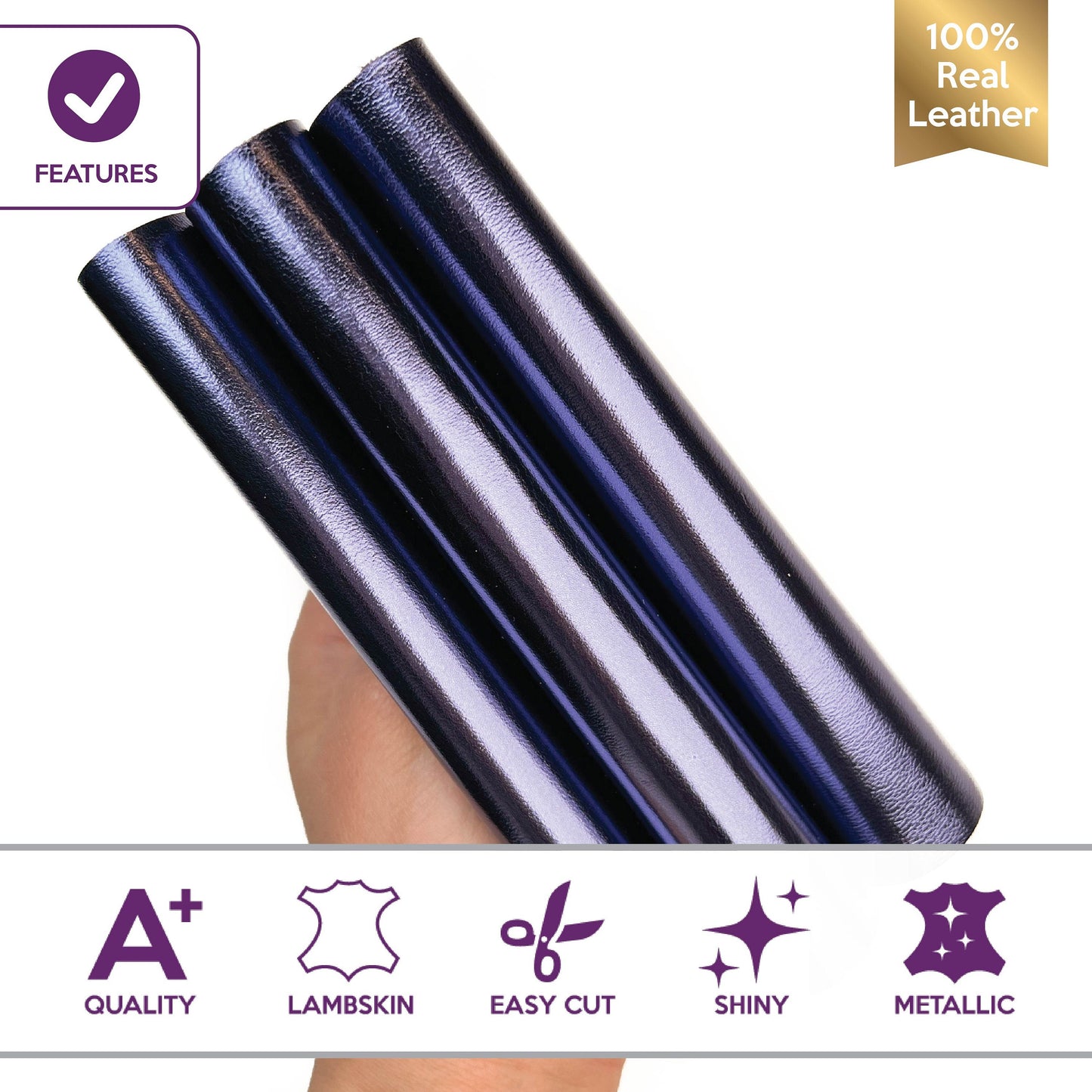 Metallic Purple Violet Lambskin Sheets 0.9mm/2.25oz / DEEP COBALT971