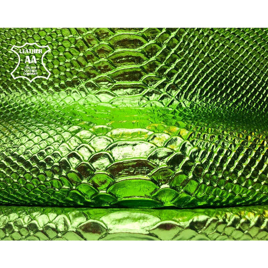 Green Metallic Lambskin With Snake Print  VERDE SNAKE 1033 1.0mm/2.5oz