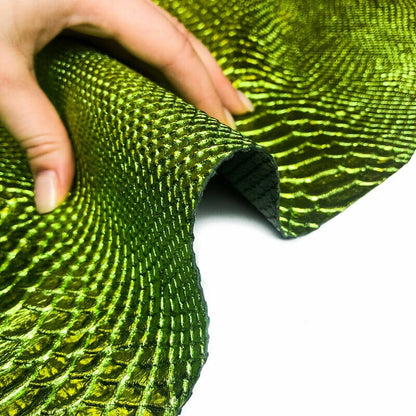 Green Metallic Lambskin With Snake Print  VERDE SNAKE 1033 1.0mm/2.5oz