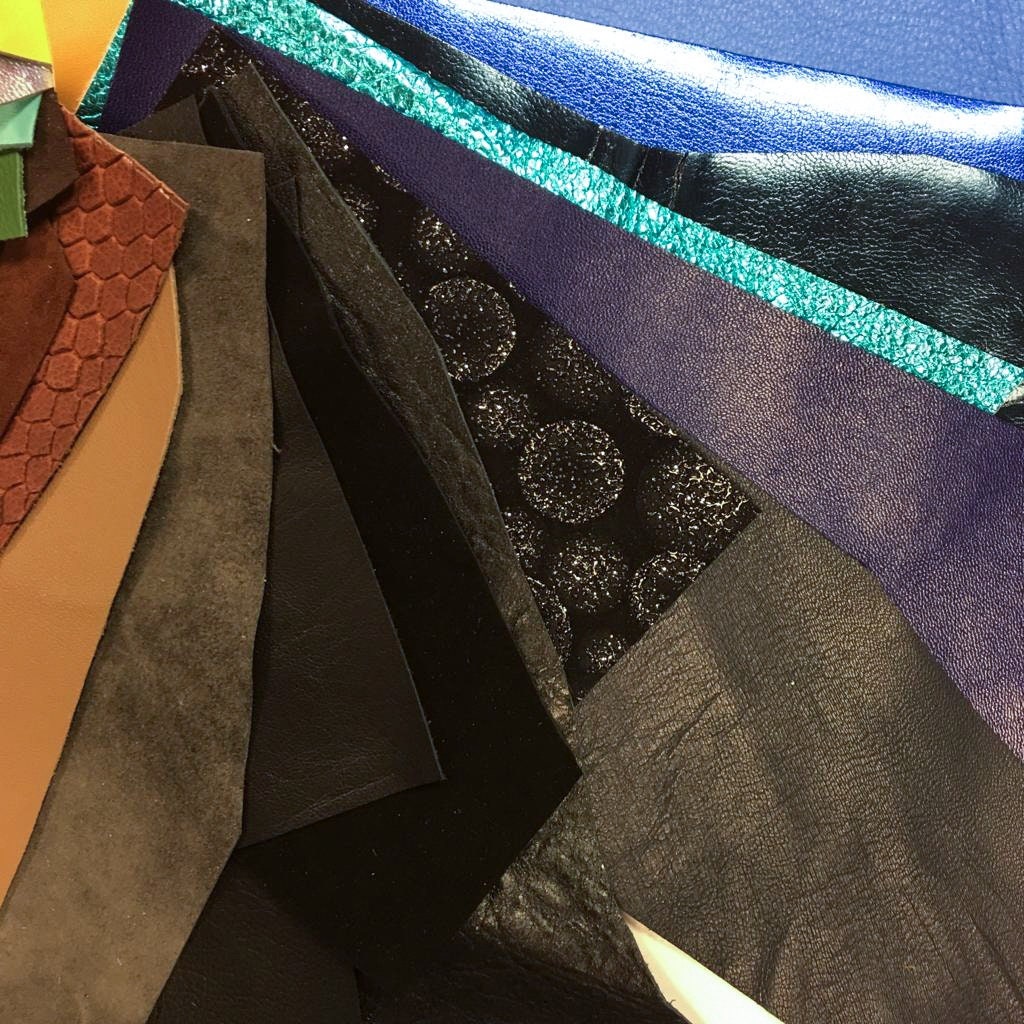 MIX Leather Scraps Colorful Lambskin Calf Fabric  DIY Renmants