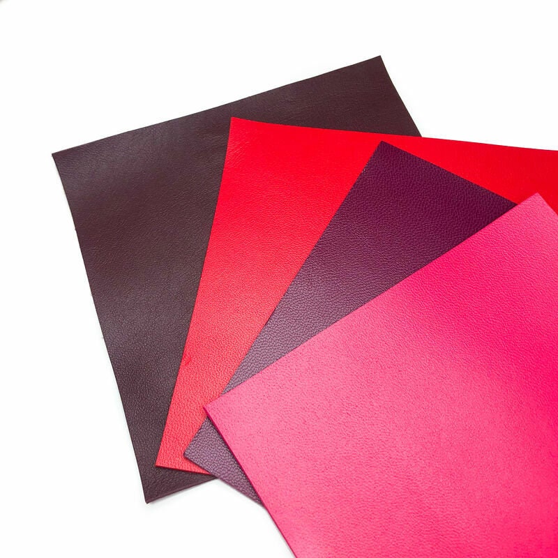 Purple and Red Shades 5x5in 4 pcs Real Animal Leather