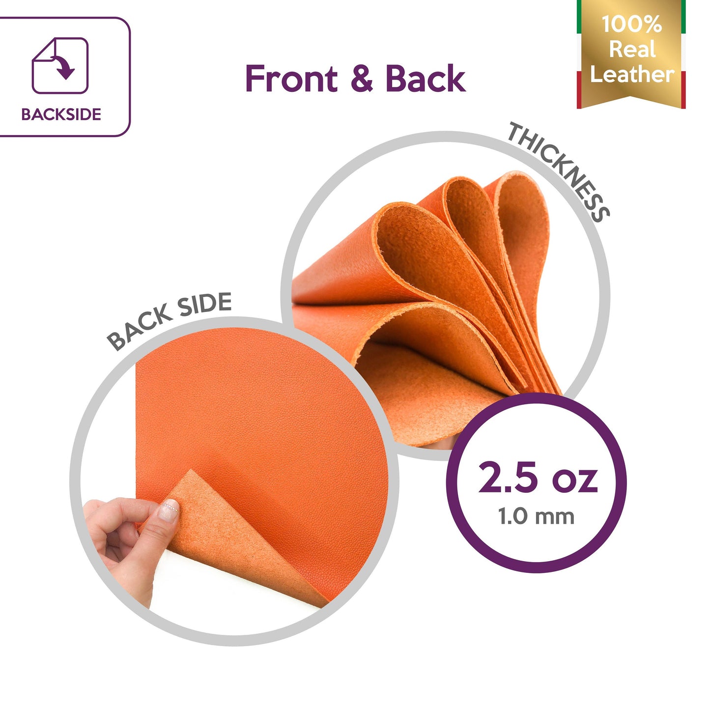 Orange Textured Lambskin Sheets  1.0mm/2.5oz / JAFFA ORANGE 866