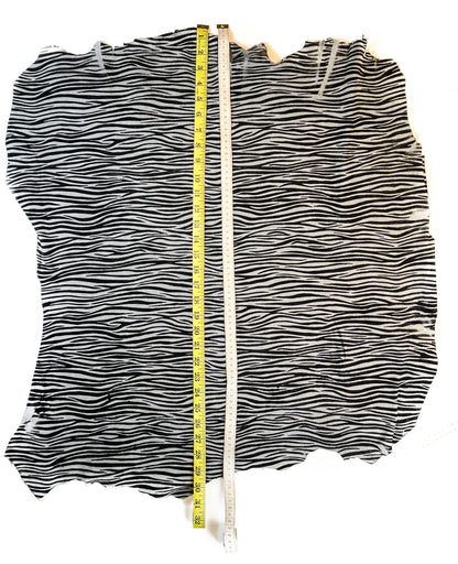 Gray Zebra Print Lambskin Leather Soft Suede 0.8-1.2mm/2-3oz