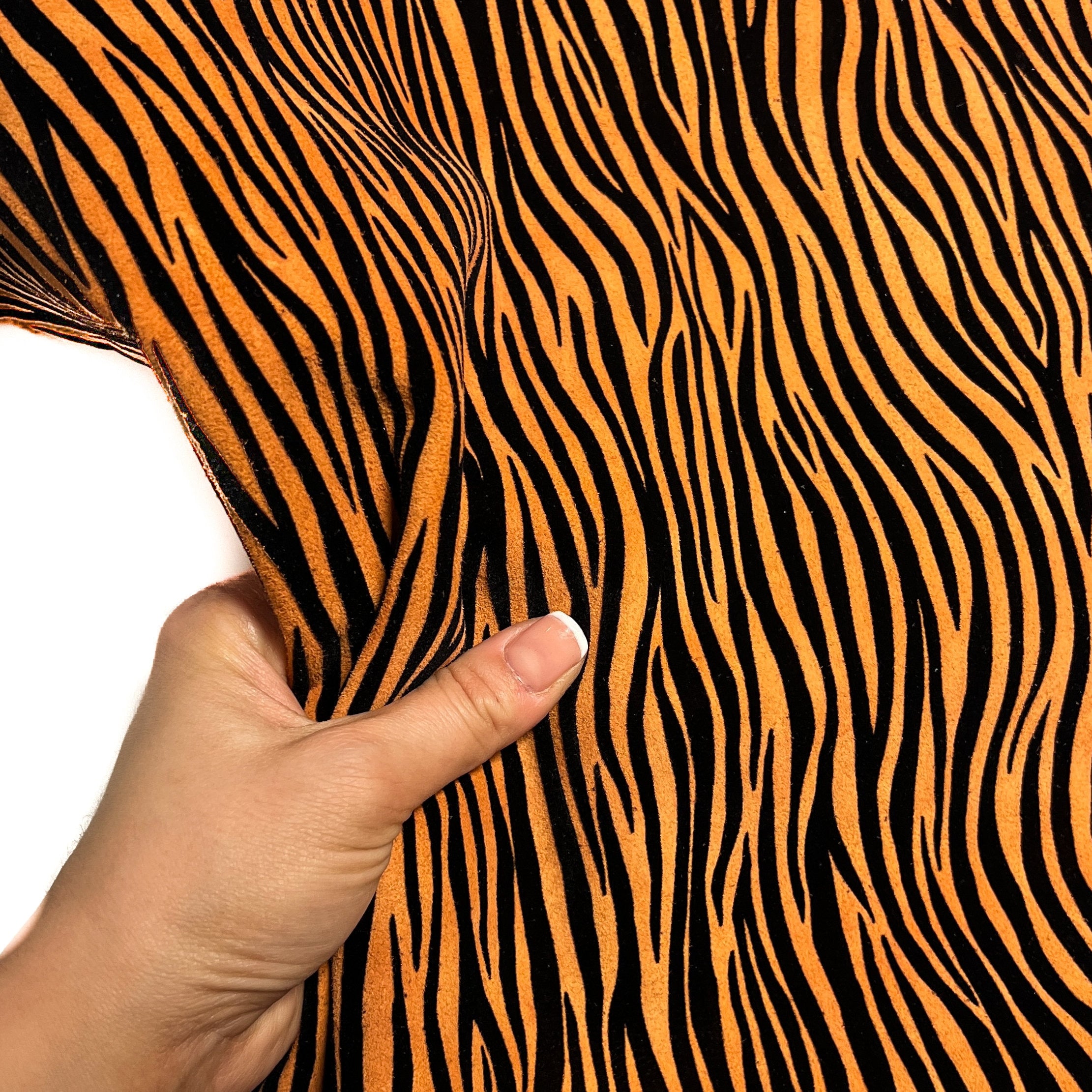 Orange Zebra Lambskin Suede With Zebra Print 0.8-1.2mm/2-3oz