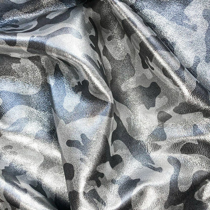 Camouflage Metallic Silver Lambskin Leather 0.9mm/2.25oz / SILVER ARMY 970