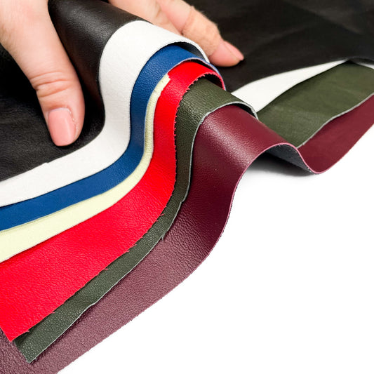 Stretch Leather Scraps Mix Thin Elastic Fabric On Cotton Colorful Leather