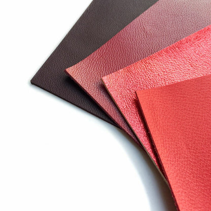 Red Leather Shades Set 5x5in Four Pieces Of Genuine Scraps
