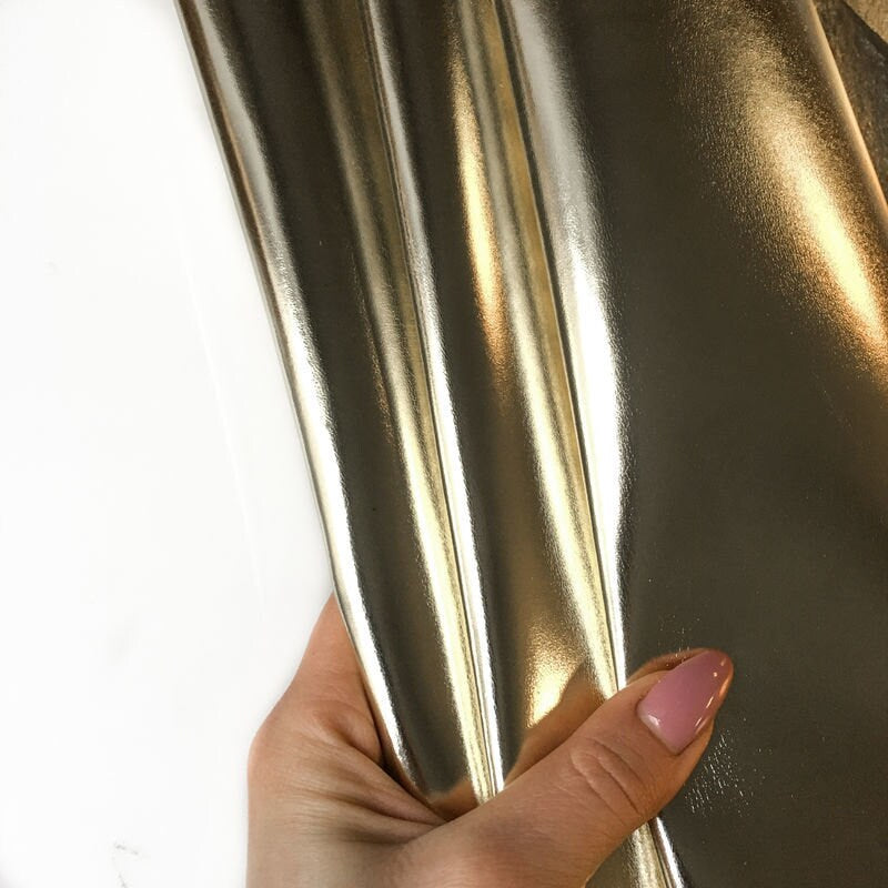 Metallic Gold Lambskin Leather 0.8mm/2oz / LIGHT GOLD MIRROR 151