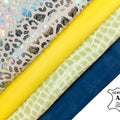 Unique Gasoline Leopard Yellow Lambskin Blue Suede Green Crocodile Lambskin Bundle of 4