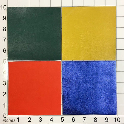 4 Genuine Leather Pieces For Crafting // 5x5in // Yellow, Blue, Orange, Green