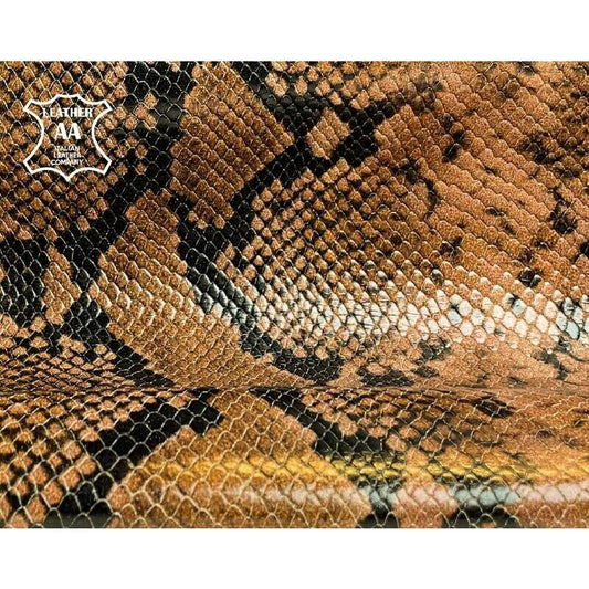 Brown Snakeskin Print Lambskin Leather 0.8mm/2oz / AUSTRALIAN SNAKE 1342