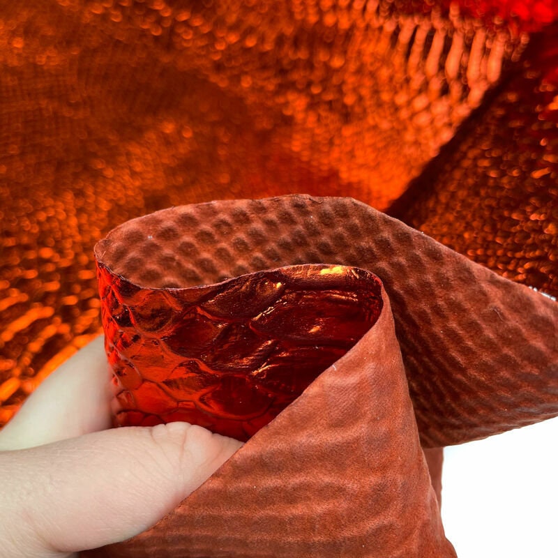 Dark Orange Lambskin With Snake Print 0.5-0.8mm/2oz / FIERY ORANGE 1073