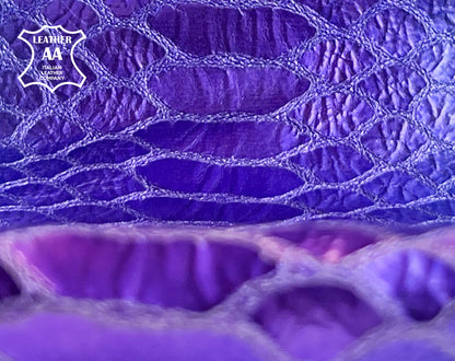 Purple And Blue Metallic Lambskin With Snake Print  0.7mm/1.75oz / PURPLE MERMAID SNAKE 1447