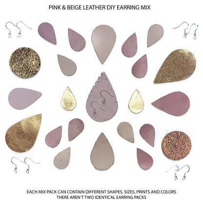 DIY Lambskin Leather Earring Kit / MIX Pack / 925 Silver Earring Hooks