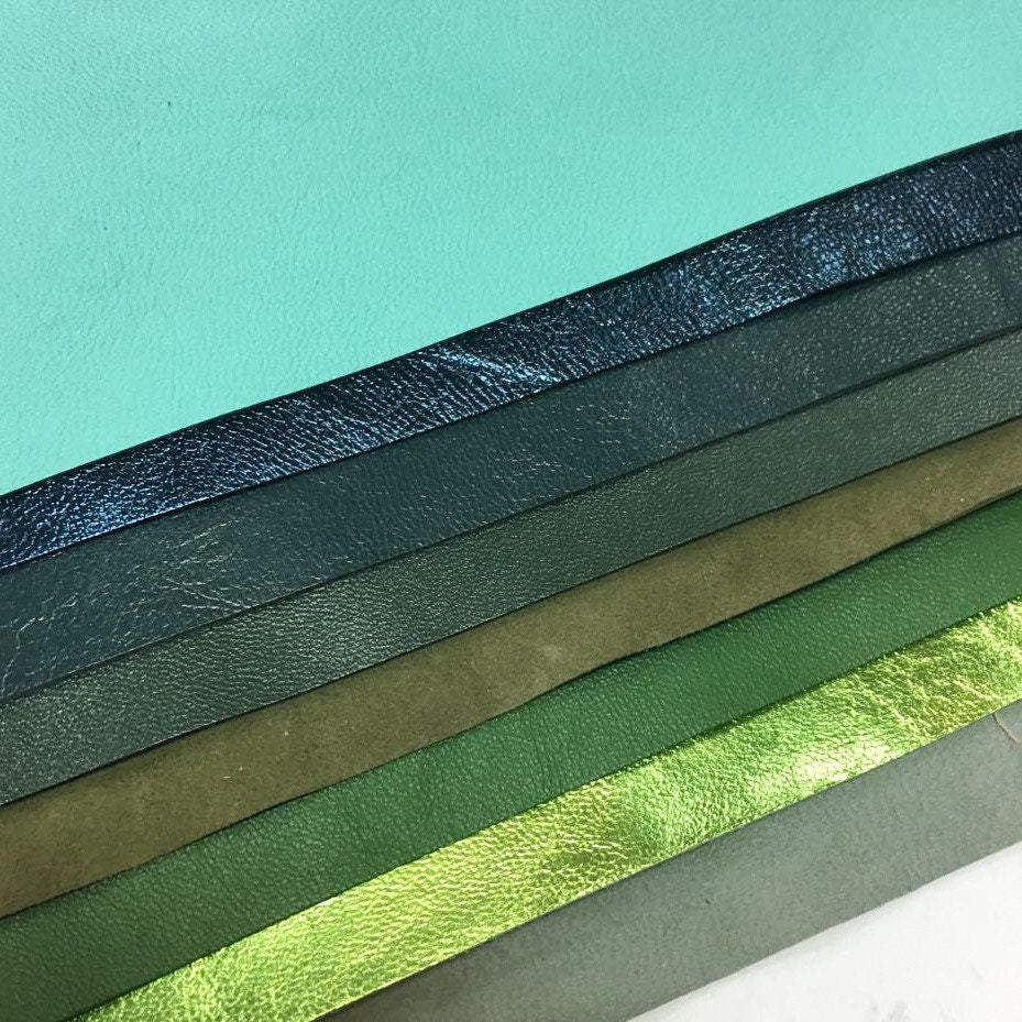 Green Lambskin Scraps Mix Renmants Different Texture Print Tone