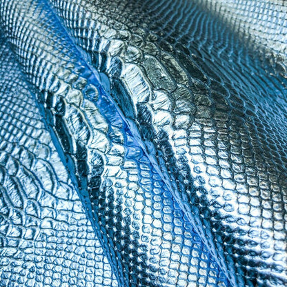 Light Blue Metallic Lambskin With Snake Print 0.7mm/2.5oz / TOPAZ SNAKE 1043