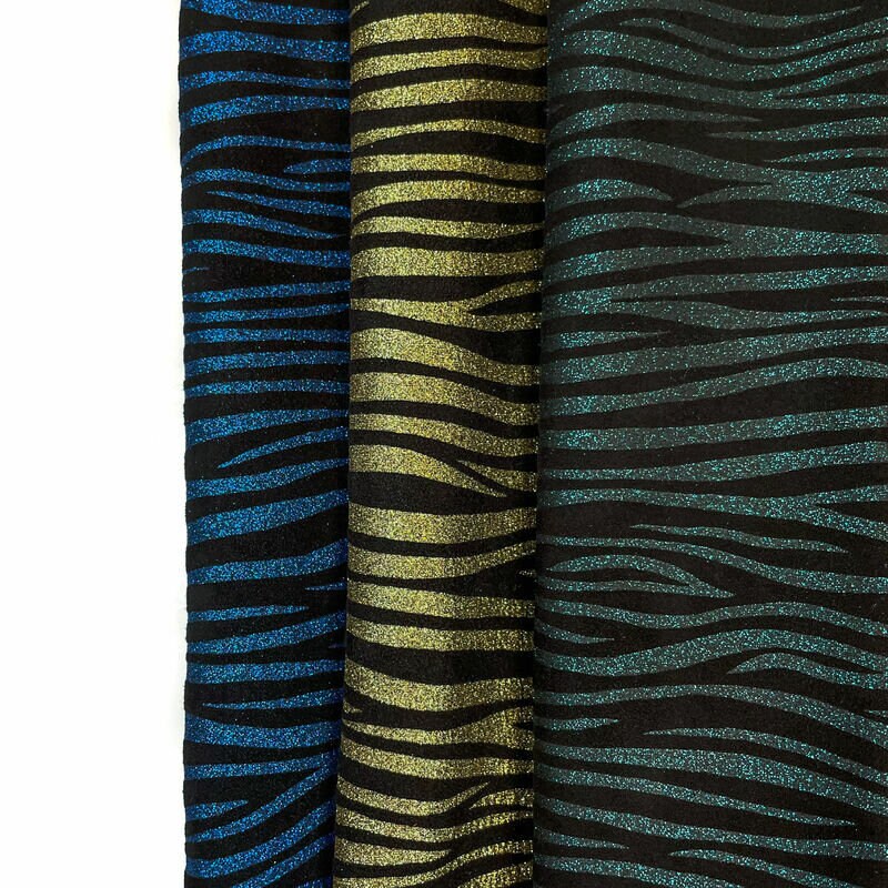 Shiny Zebra Stripes Lambskin Leather 0.9-1.0mm/2.25-2.5oz / SPARKLY ZEBRA 1260