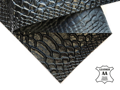 Black Leather  Sheets With Print 0.7mm/1.75oz / BLACK SNAKE 598