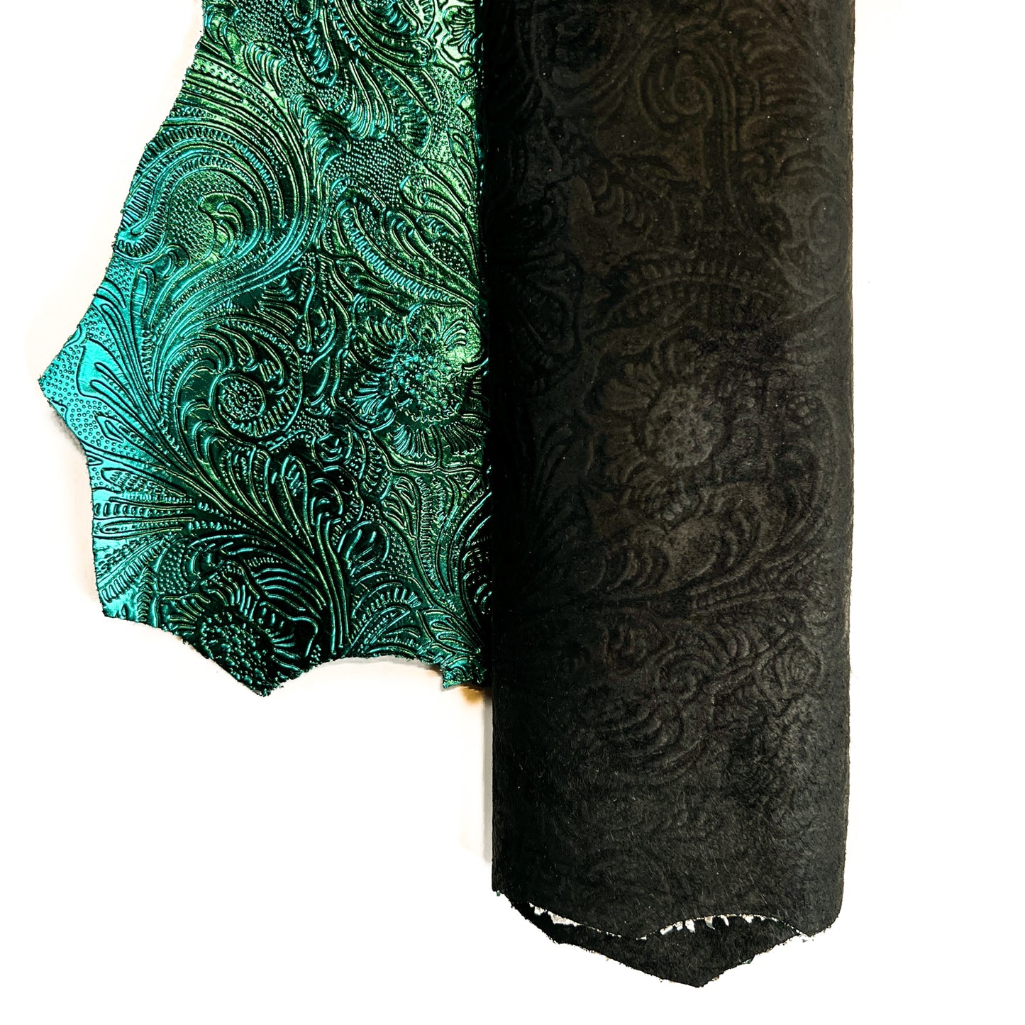 Emerald Green Metallic Lambskin With Flower Print  EMERALD FLOWERS 1466 0.7mm/1.75oz
