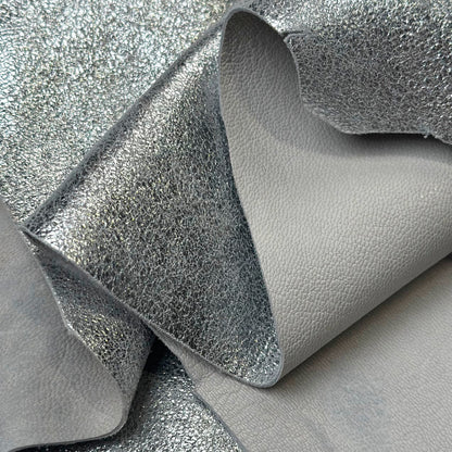 Sparkly Metallic Lambskin Leather SILVER SHIMMER 1626