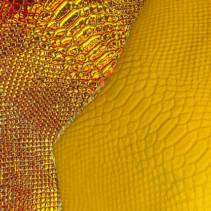 Metallic Holographic Lambskin With Snake Print 1.1mm/2.75oz Yellow HOLO SNAKE 1461